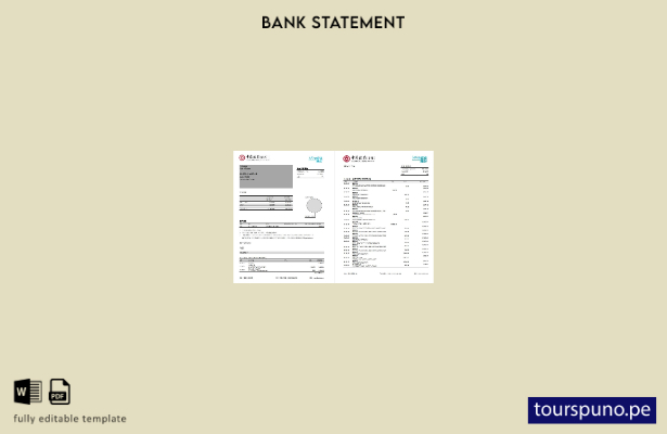 listo para imprimir plantilla de páginas de Word de extracto bancario del Banc 1